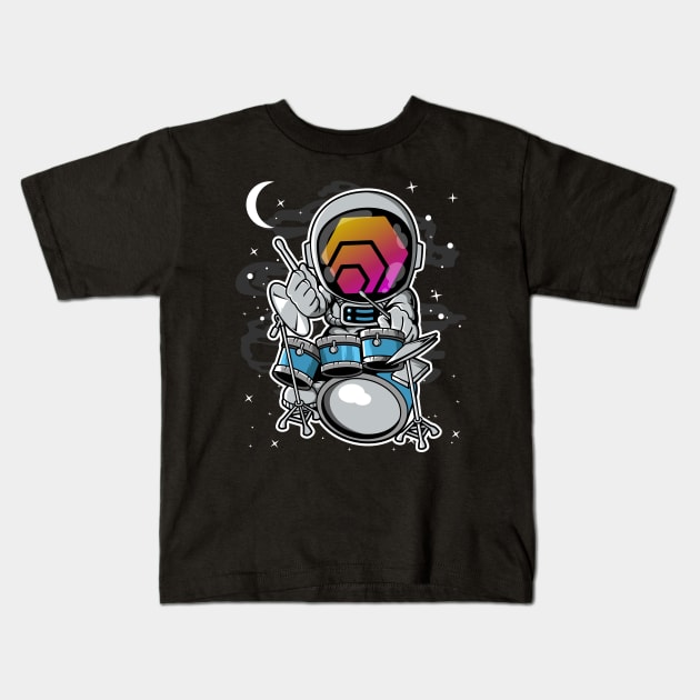 Astronaut Drummer HEX Coin To The Moon HEX Crypto Token Cryptocurrency Blockchain Wallet Birthday Gift For Men Women Kids Kids T-Shirt by Thingking About